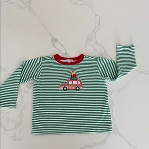 Magnolia baby Green Striped Christmas top